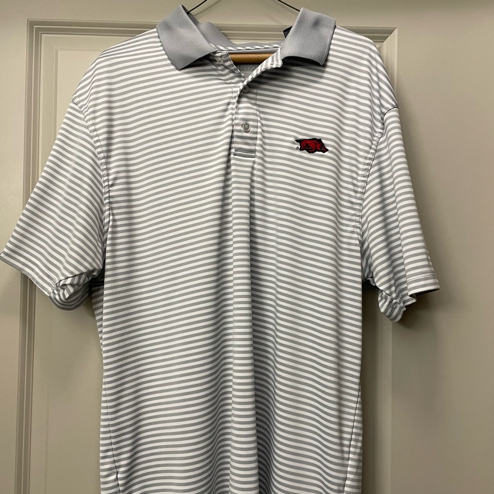 University of Arkansas Men’s Striped Polo Golf Shirt by Southern Collegiate